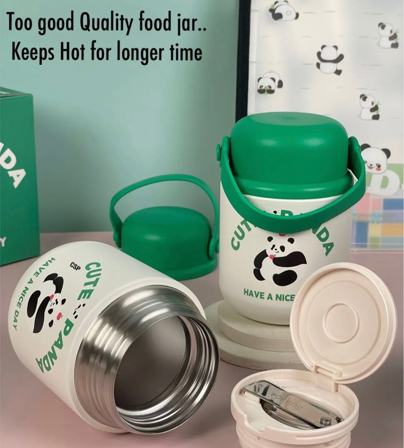 Panda Insulated Soup Bowl With Spoon