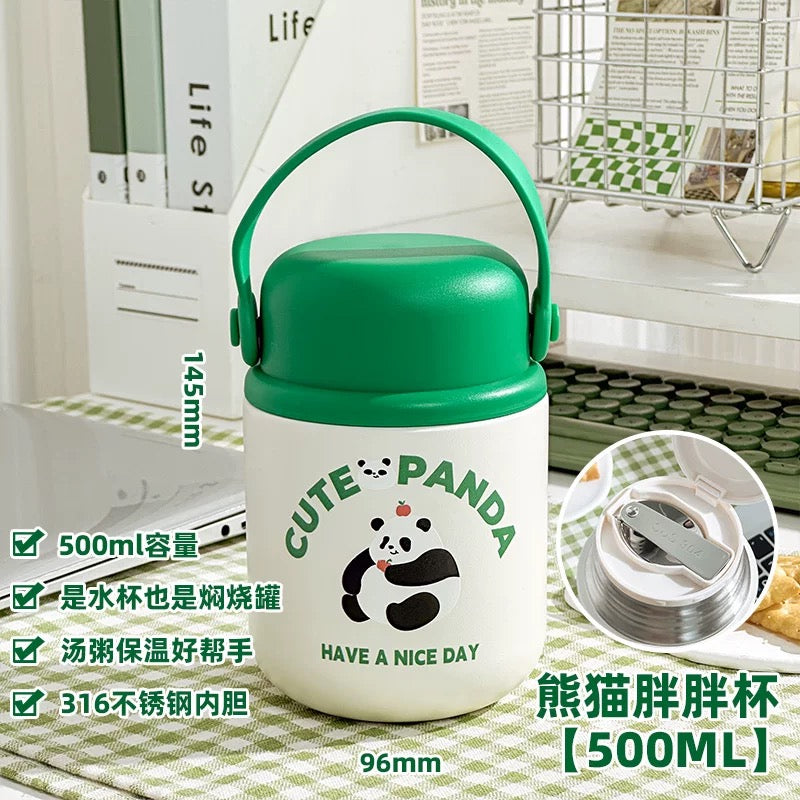 Panda Insulated Soup Bowl With Spoon
