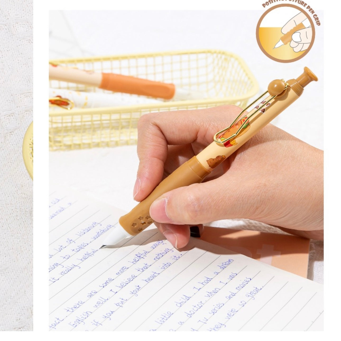 Capybara Soft Touch Grip Fountain Pen with refills | Pack of 1 pen and 2 extra refills