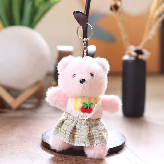 Teddy With Cherry Plush Keychain