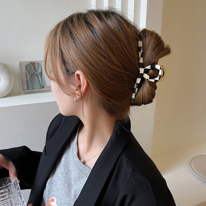 Black Check Claw Clips