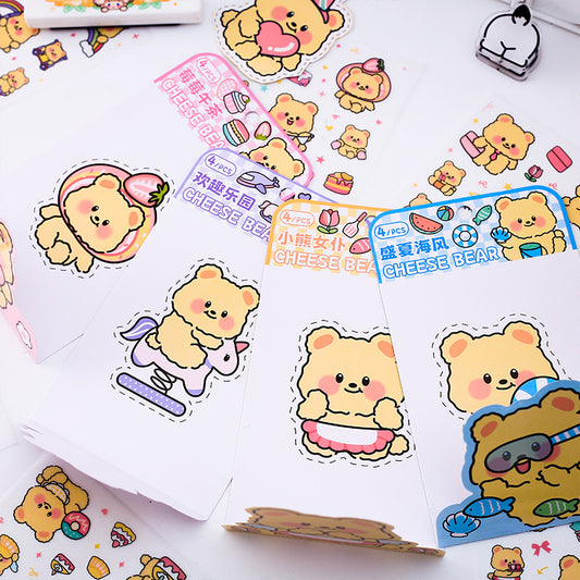Cheesy Bear Pet Matte Sticker Set 4 PCs