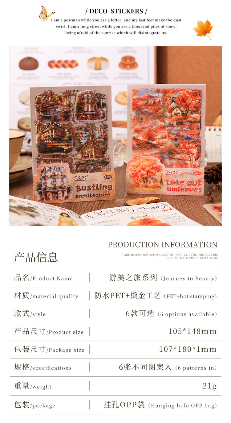 Beautiful Tour Line Journal Stickers (6Sheet Set)