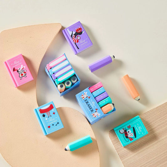 Book Shelf Pencil Erasers Set