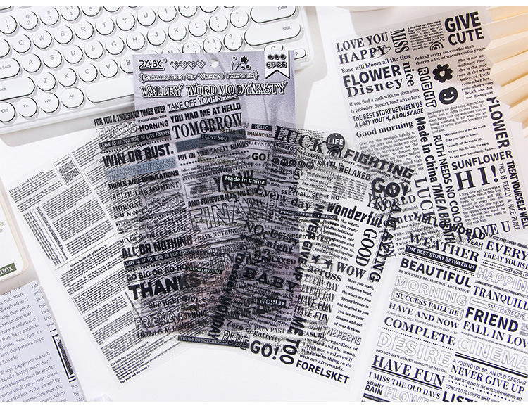 English Journaling Quotes 6 Sheet Sticker Set