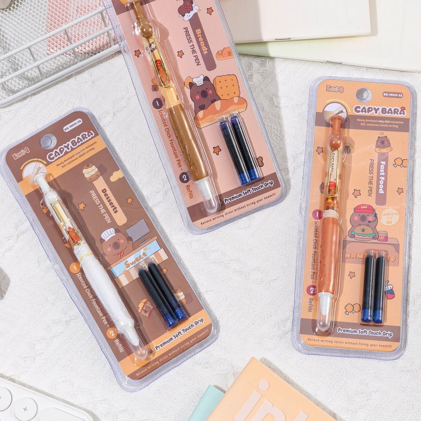 Capybara Soft Touch Grip Fountain Pen with refills | Pack of 1 pen and 2 extra refills