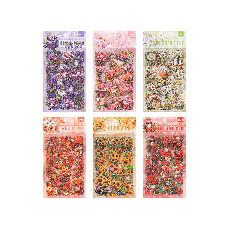Vintage Floral Journal Stickers (6pcs Set)