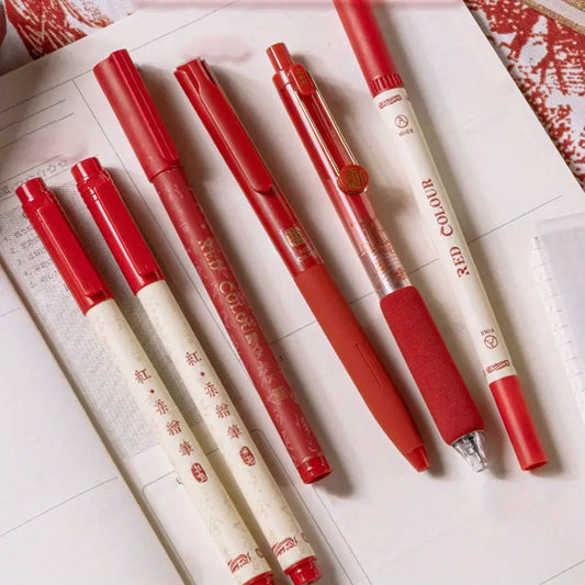 Kawaii Red Ink Pen Set