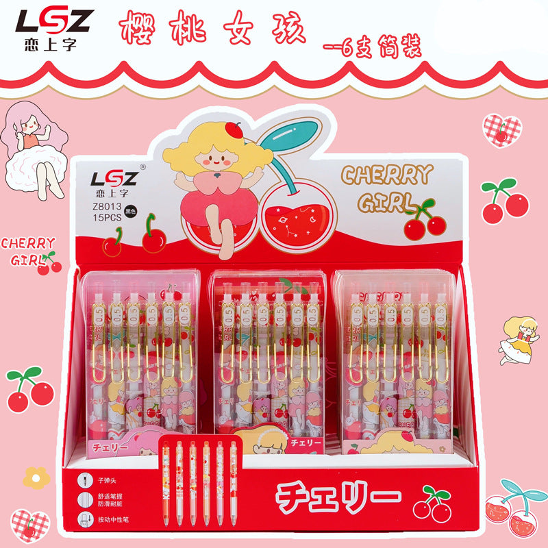 Cherry Gel Pen Set (6pcs pack)