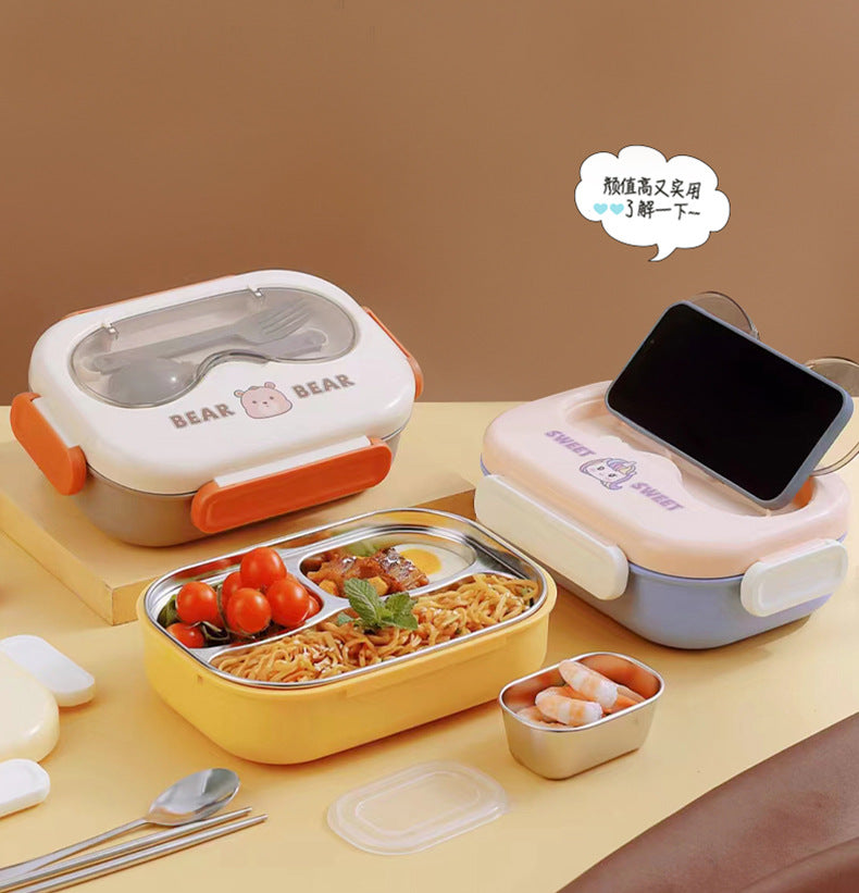 Kawaii Bear Lunch Box With Spoon Set