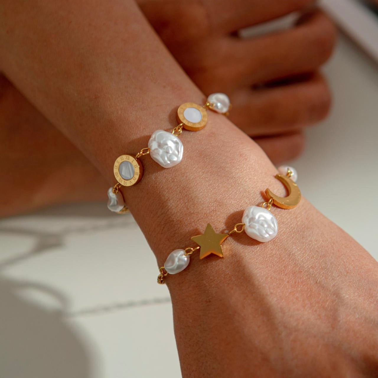 Anti Tarnish Bracelet With Imitation Pearl