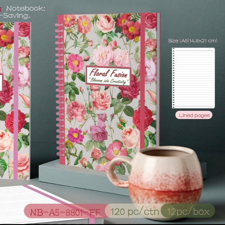 Floral Fusion Spiral Diary