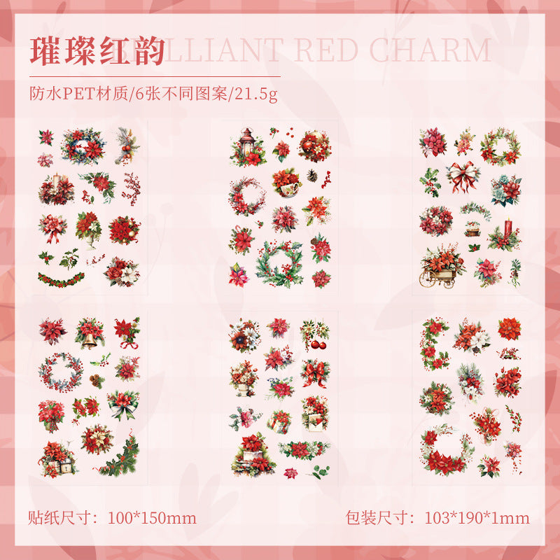Vintage Floral Journal Stickers (6pcs Set)
