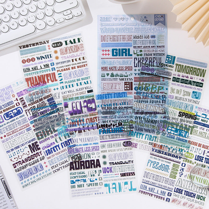 English Journaling Quotes 6 Sheet Sticker Set