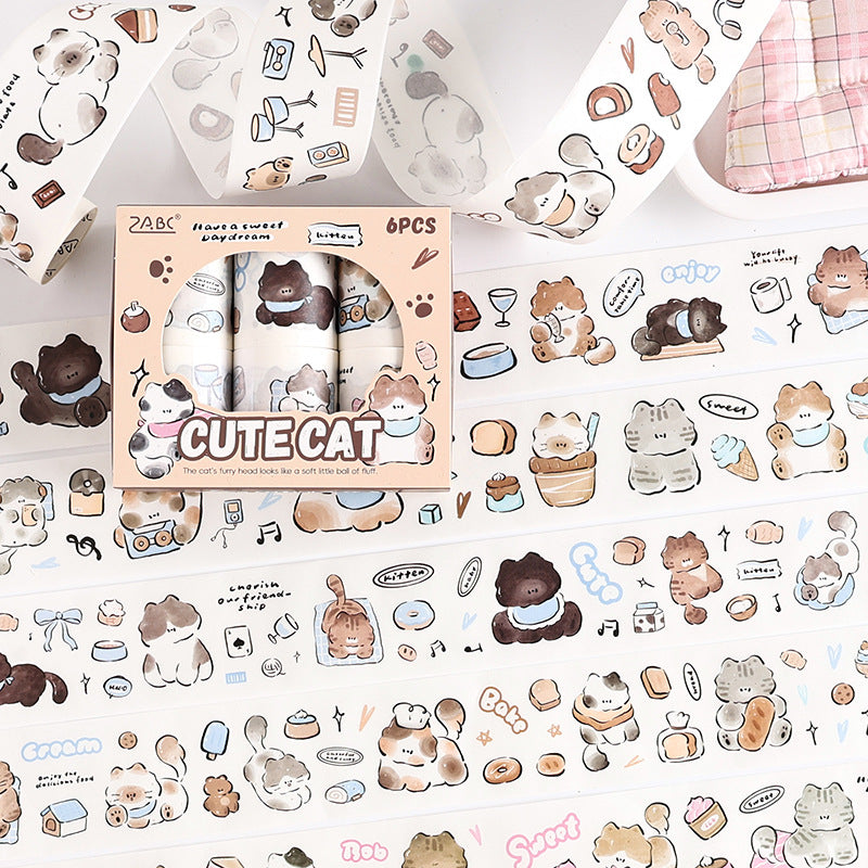 Cat Fun Washitape Set 6 PCs