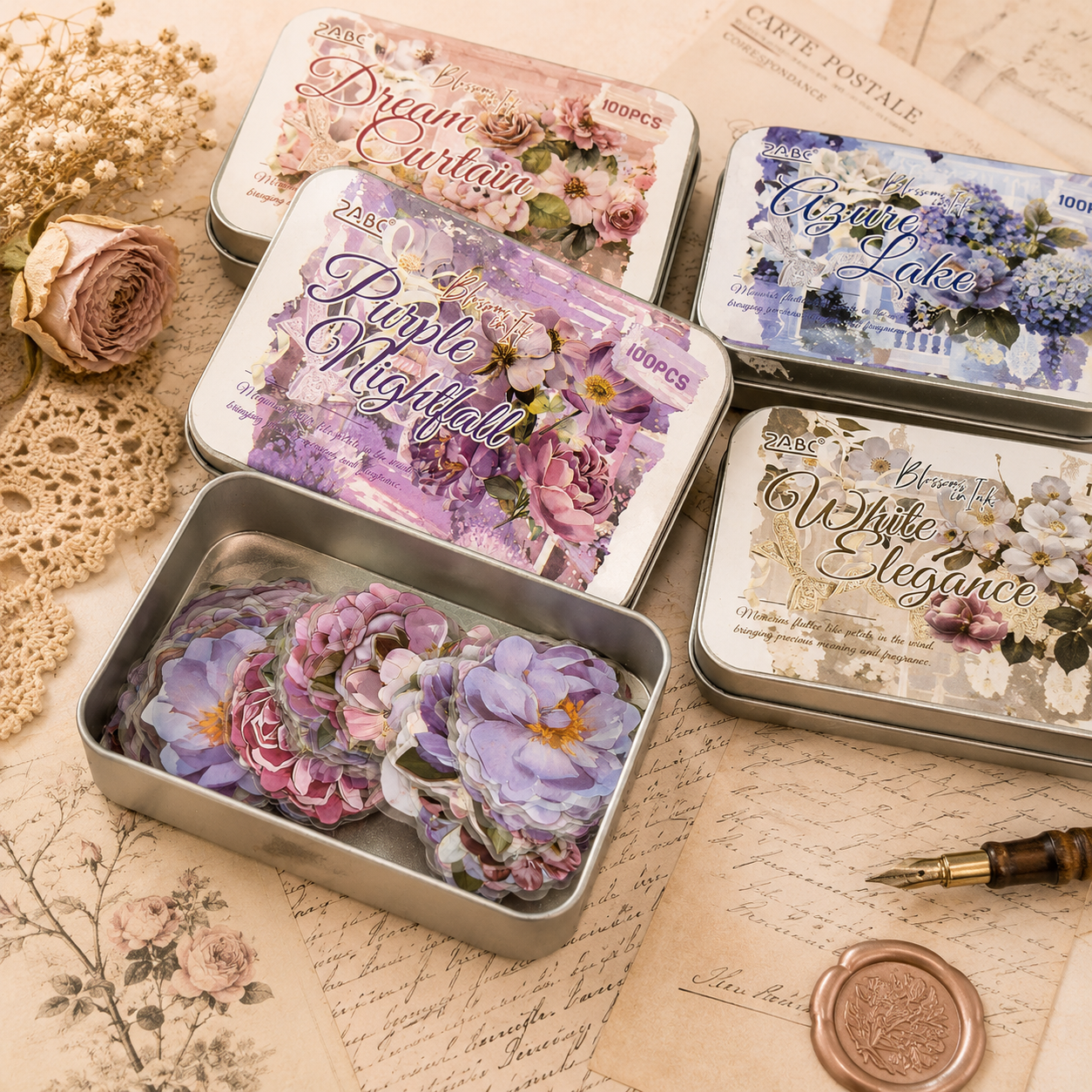 Vintage Floral Tin Box