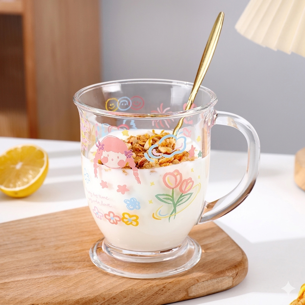 Kawaii Clear Glass Cup