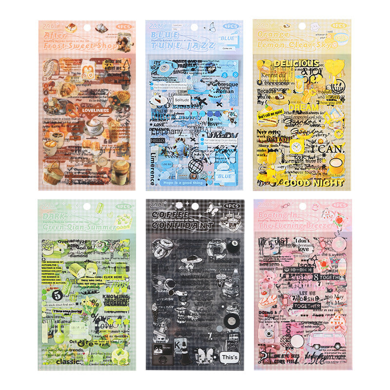 Junk Journaling Deco Stickers (4pcs Set)