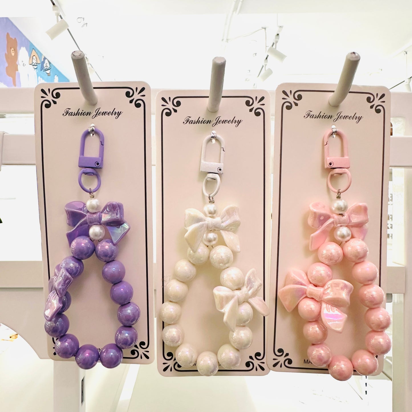Bow and Pearl Tassel Mobile Keychain