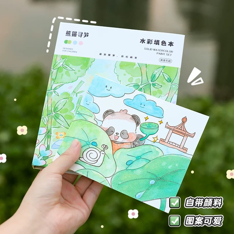 Panda and Capybara Water Color Book