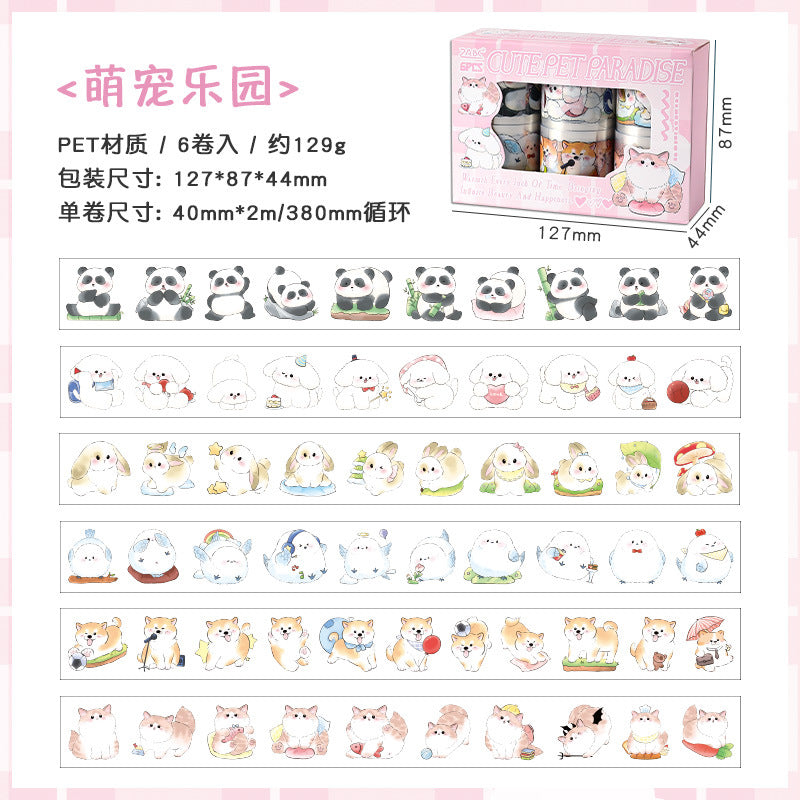 Cute Pet Washitape Roll Set 6 PCs