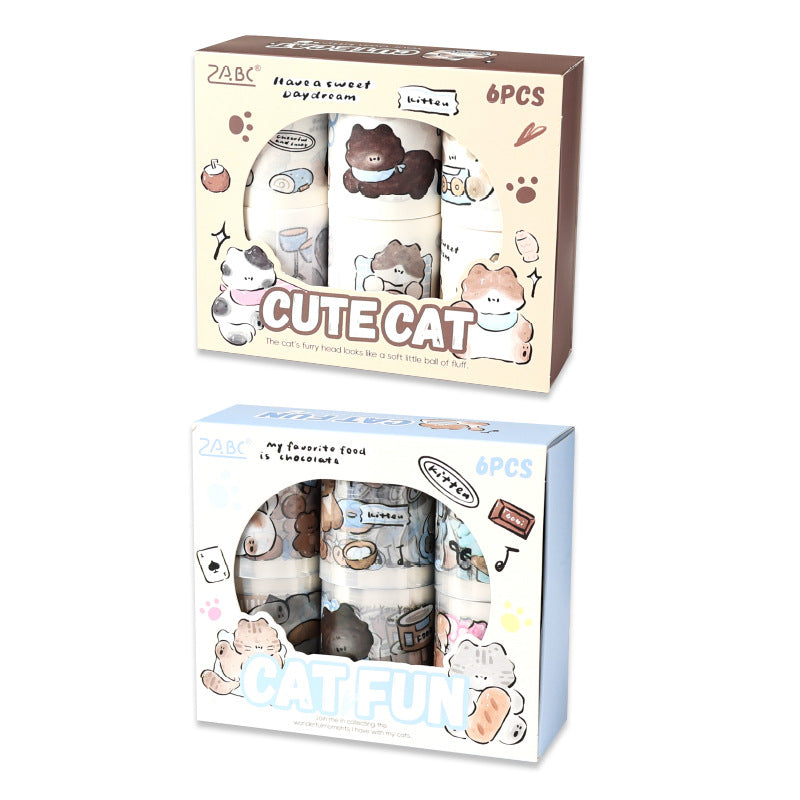 Cat Fun Washitape Set 6 PCs