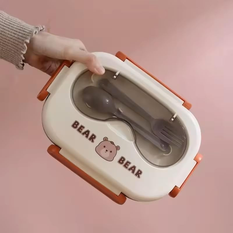 Kawaii Bear Lunch Box With Spoon Set