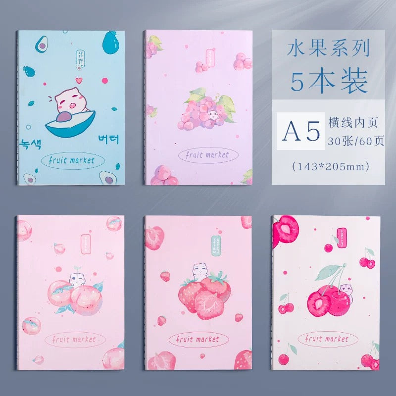 Fruit Theme A5 Book Set Of (5pcs)