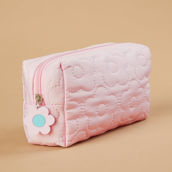 Floral Plush Cosmetic Pouch