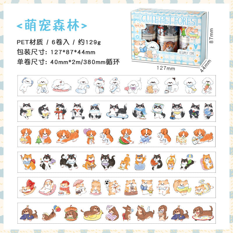 Cute Pet Washitape Roll Set 6 PCs