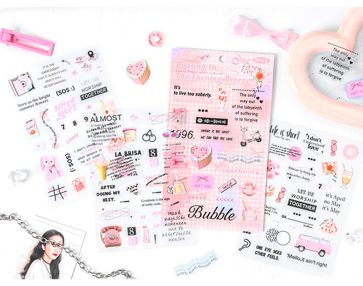 Junk Journaling Deco Stickers (4pcs Set)
