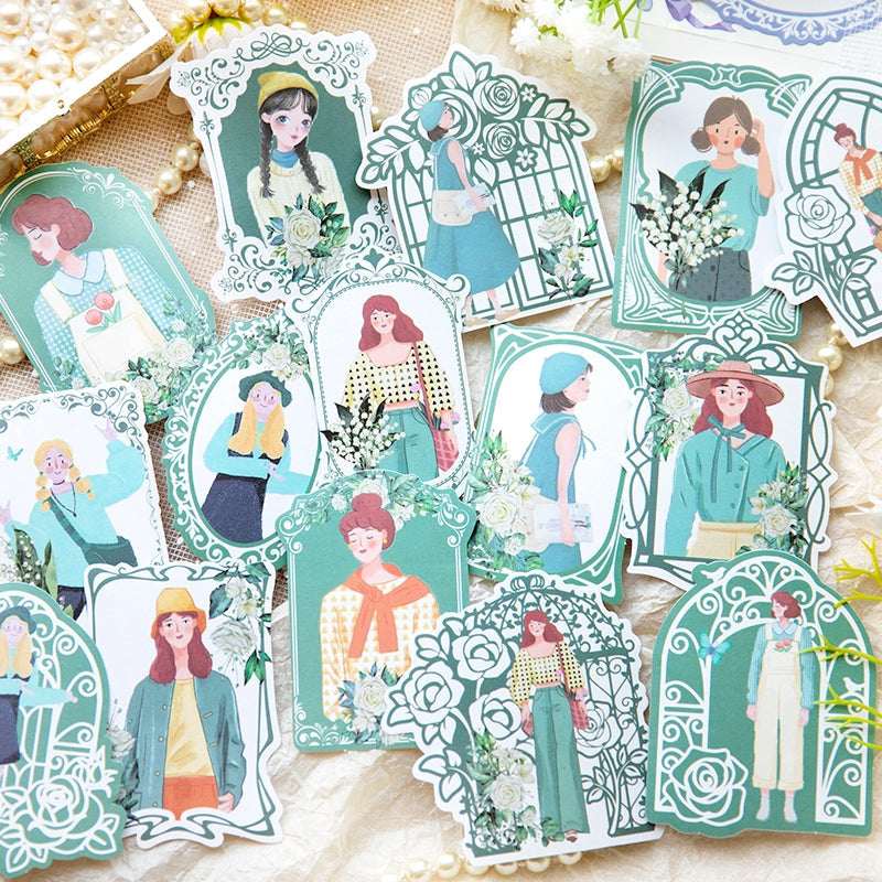 Girl in Mirror Frame Washi Stickers