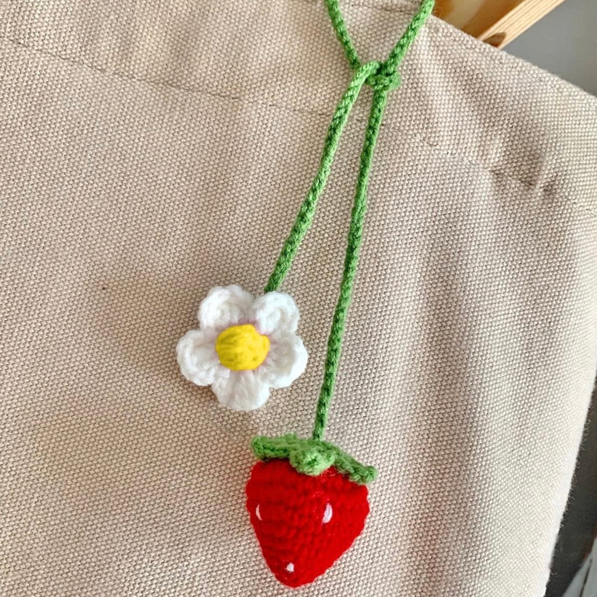 Crochet Strawberry Hanging Charm