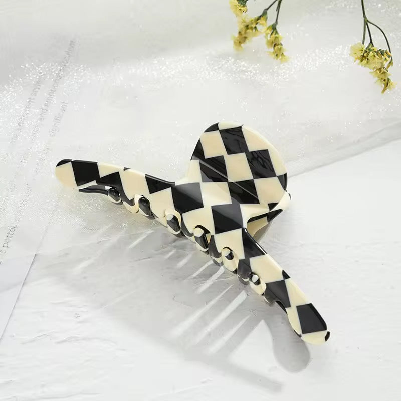Black Check Claw Clips