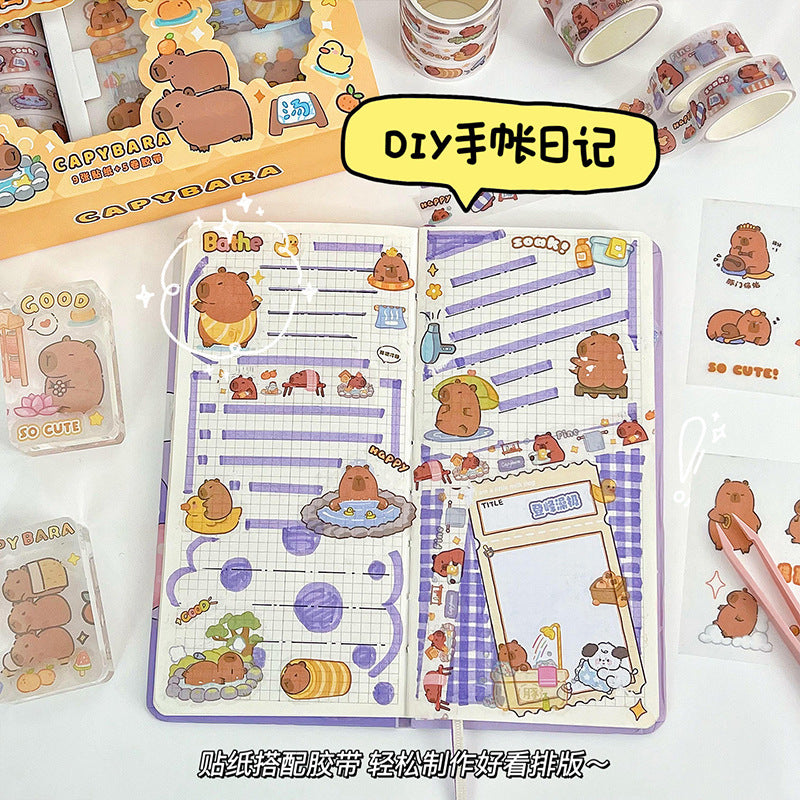 Capybara Sticker+Washitape Set