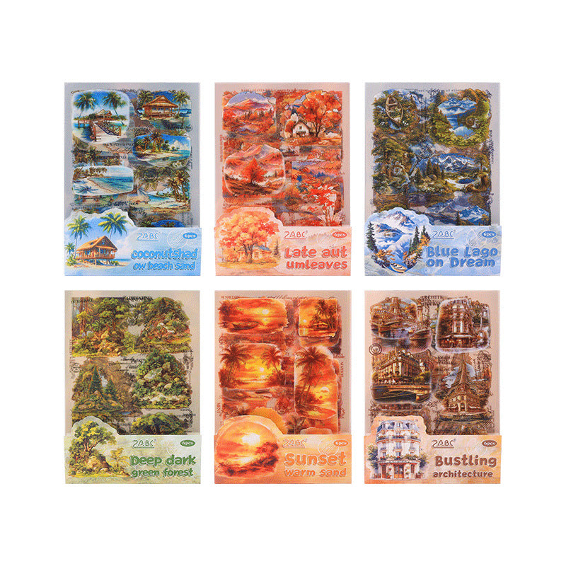 Beautiful Tour Line Journal Stickers (6Sheet Set)