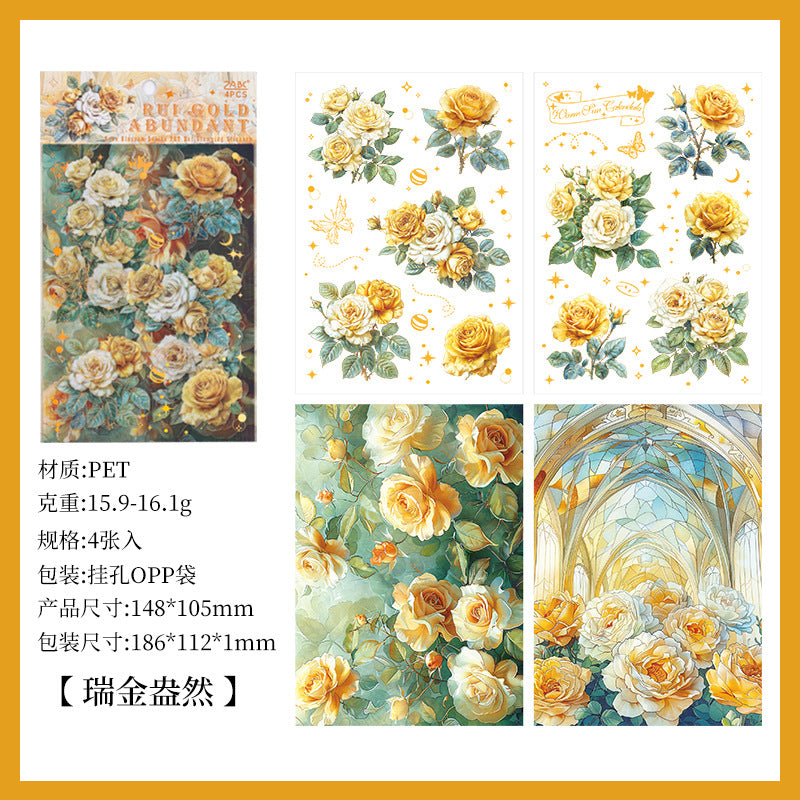 Korean Flower Journal Sticker (4 Sheet)