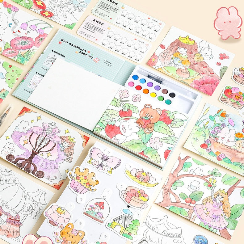 Panda and Capybara Water Color Book