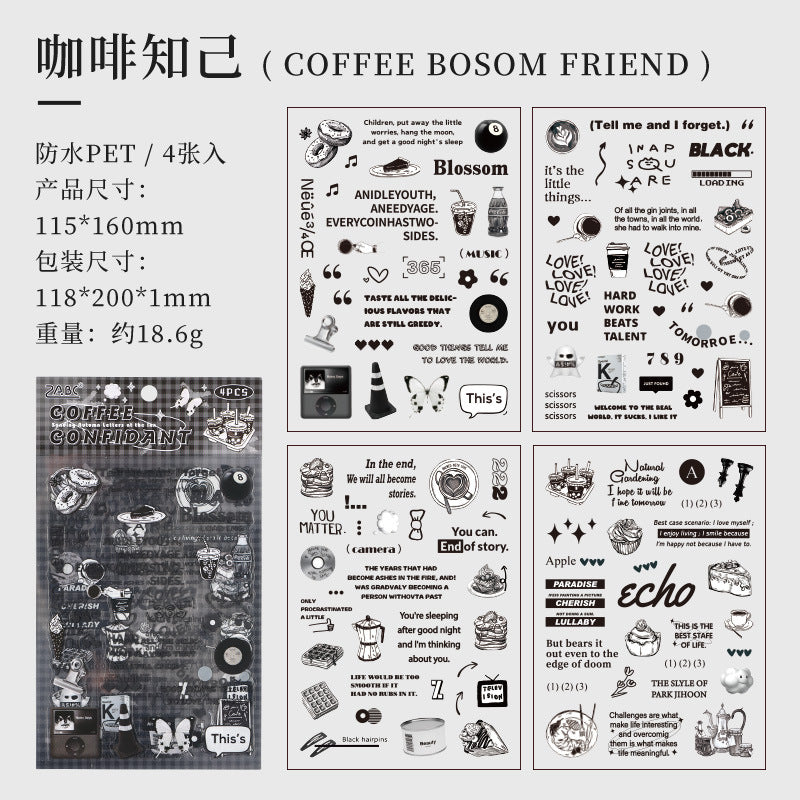 Junk Journaling Deco Stickers (4pcs Set)