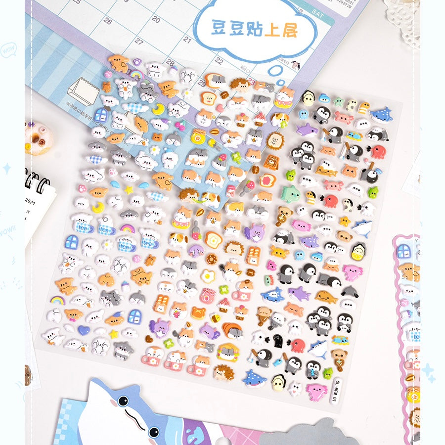 Kawaii Animal Puffy Sticker Set