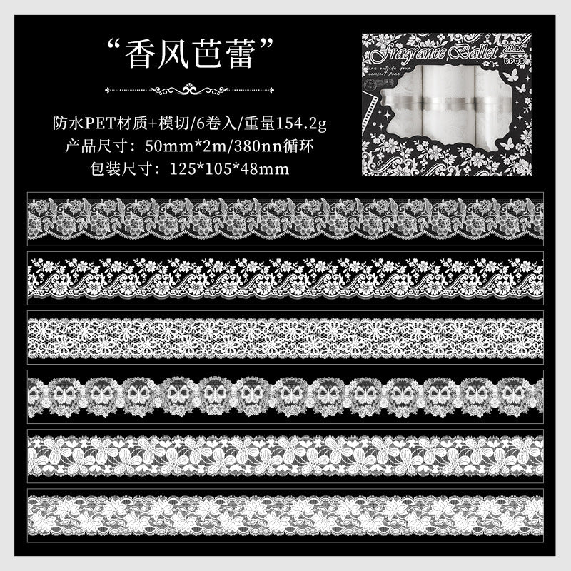 Ballet Lace Pet Washitape Roll Set 6 PCs