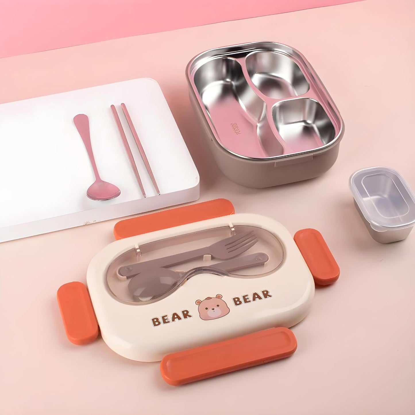 Kawaii Bear Lunch Box With Spoon Set