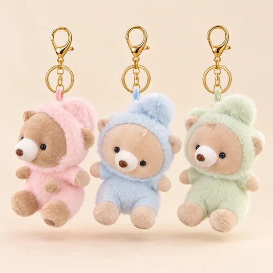 Pastel Hoodie Teddy Plush Keychain