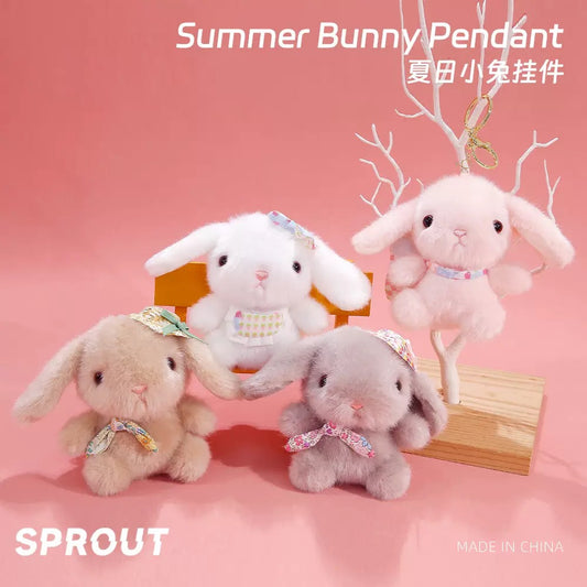 Summer Bunny Plush Keychain
