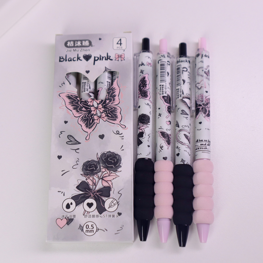 Grey Rose Butterfly Pen Set
