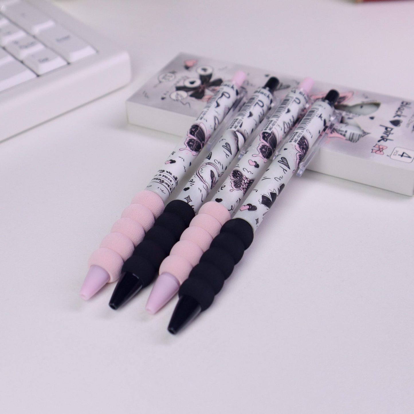 Grey Rose Butterfly Pen Set