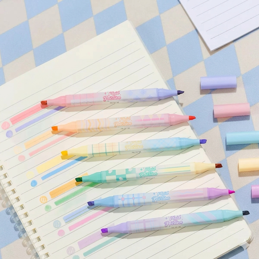 Dual Tip Plaid Fluorescent highlighter