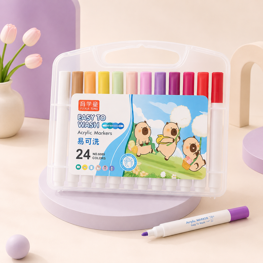 Capybara Washable Acrylic Marker Set