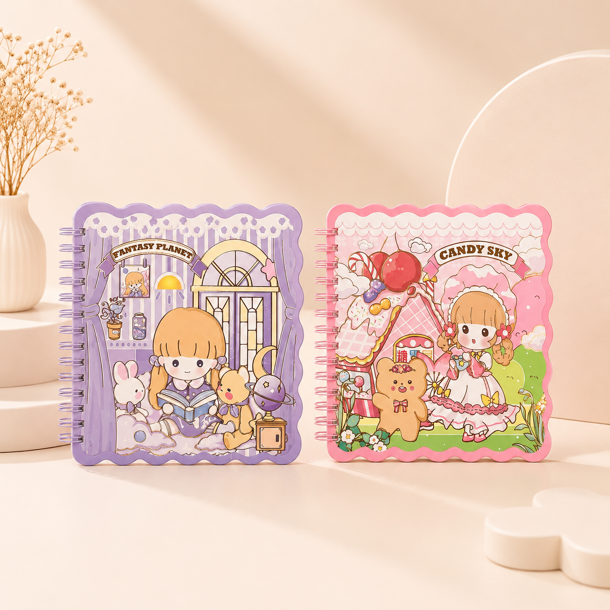 Kawaii Spiral Grid Diary