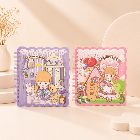Kawaii Spiral Grid Diary